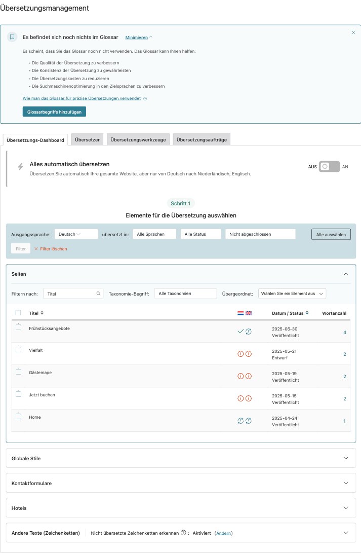 WPML Übersetzungsmanagement
