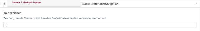 Backend: Brotkrümelnavigation