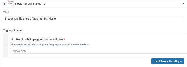 Backend: Tagung Standorte